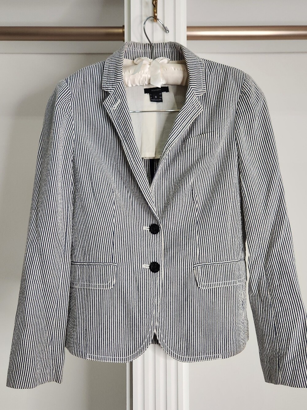 J. Crew Classic Women's Seersucker  Blue & White Striped Blazer Size 0